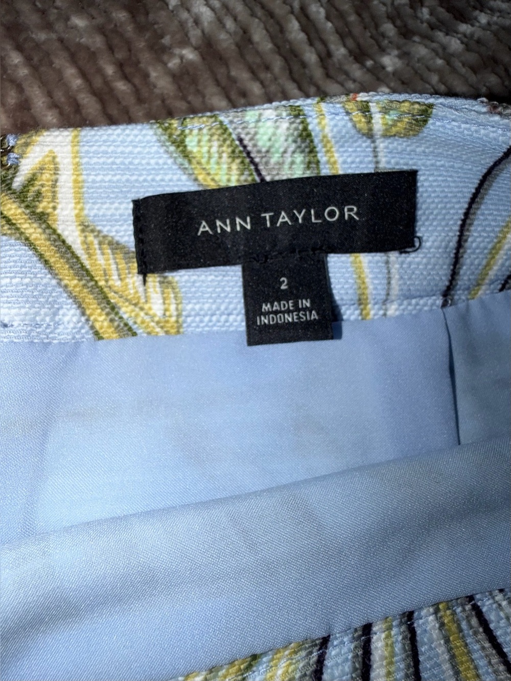 Ann Taylor Tropical Mini Skirt - Light Blue with Green & Orange - Picture 2 of 8